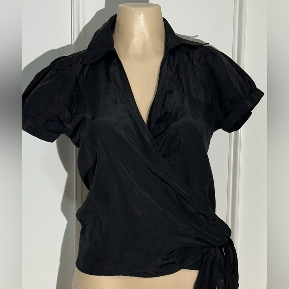 Zara Black Wrap Top
